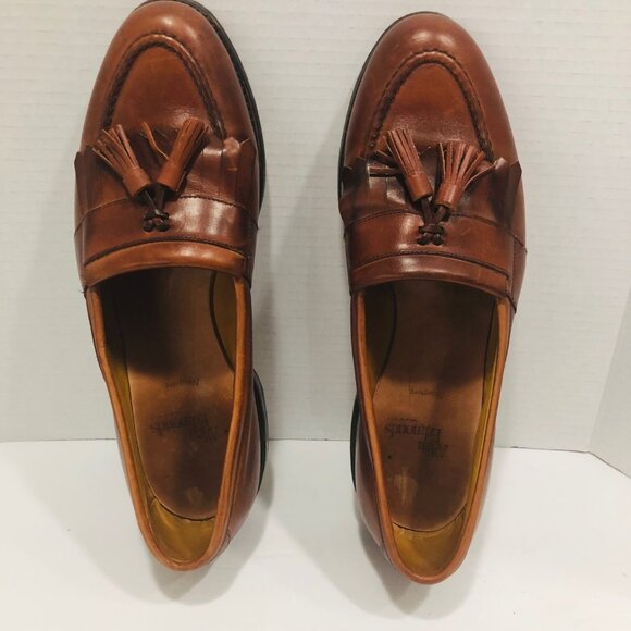 Allen Edmonds Cognac Leather Newport Loafer Shoes Men 10.5D Tassels‎ Kiltie main image 10